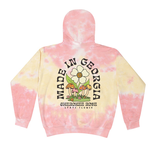 Cherokee Rose Georgia State Flower Tie Dye Hoodie