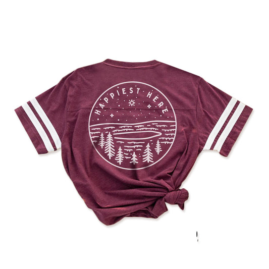 Happiest Here Football Tee