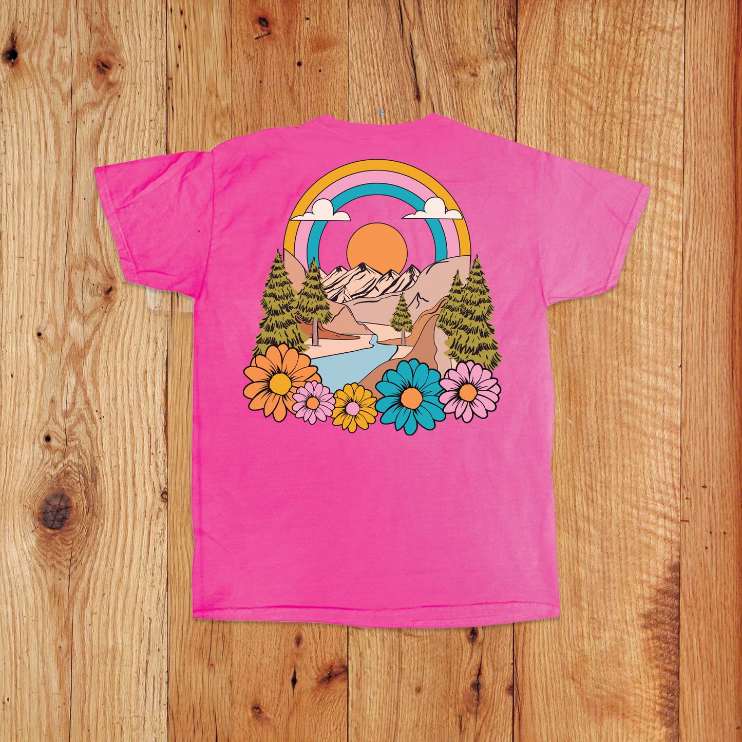 Neon Mountain Hippie Kids Tee