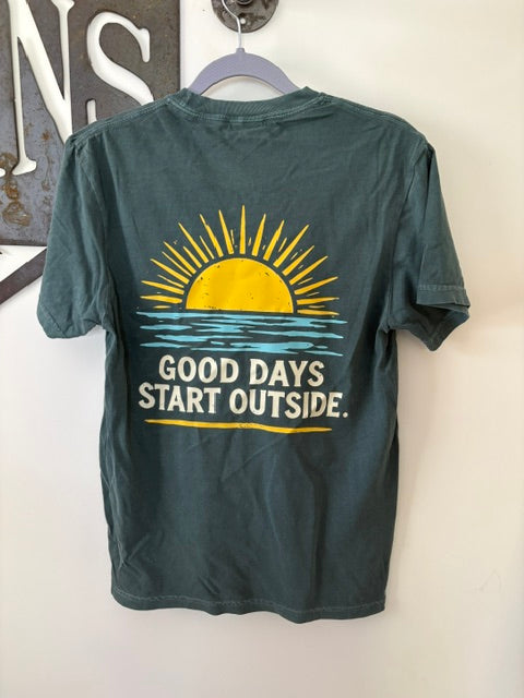 Good Days Start Outside – Blue Spruce Comfort Colors Tee