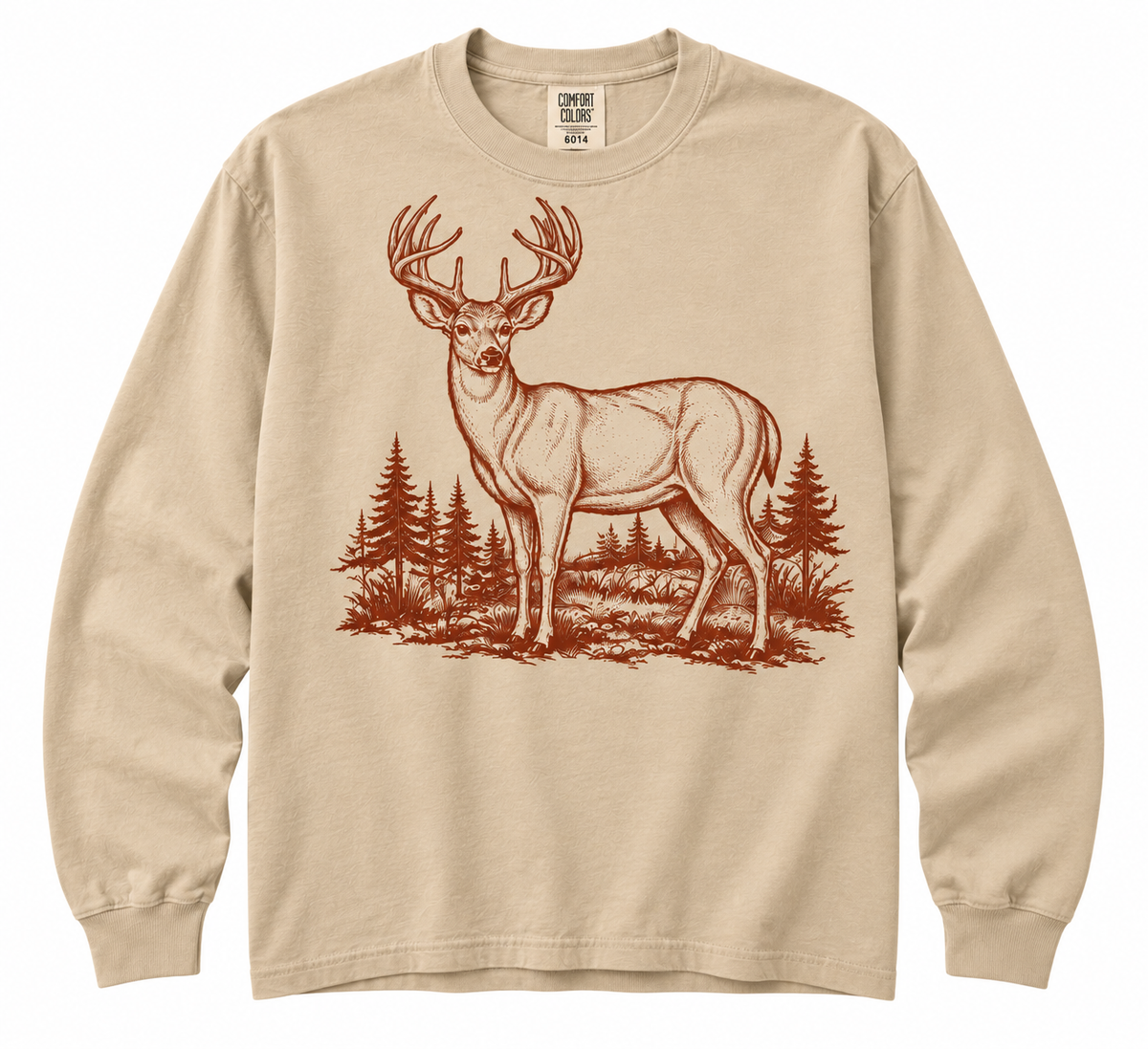 Woodland Buck Long Sleeve Tee – Khaki | Of These Mountains