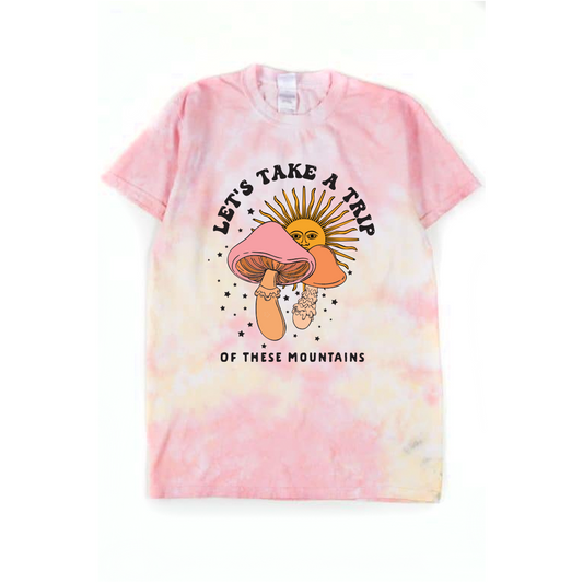 Of These Mountains Let's Take a Trip Graphic Tee (Pink)