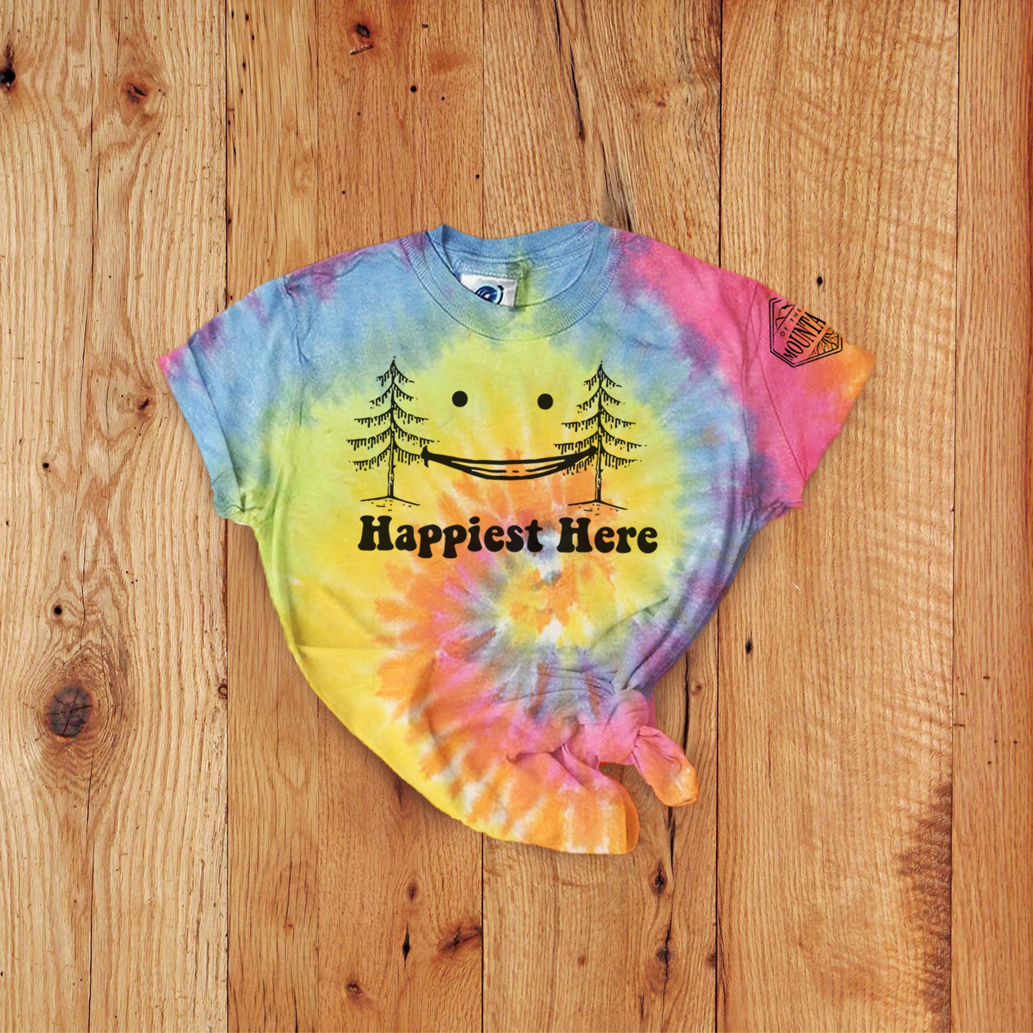Of These Mountains Happiest Here Toddler Tie Dye Tee